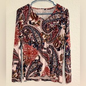 Chico's Multicolor Paisley Long Sleeve Top